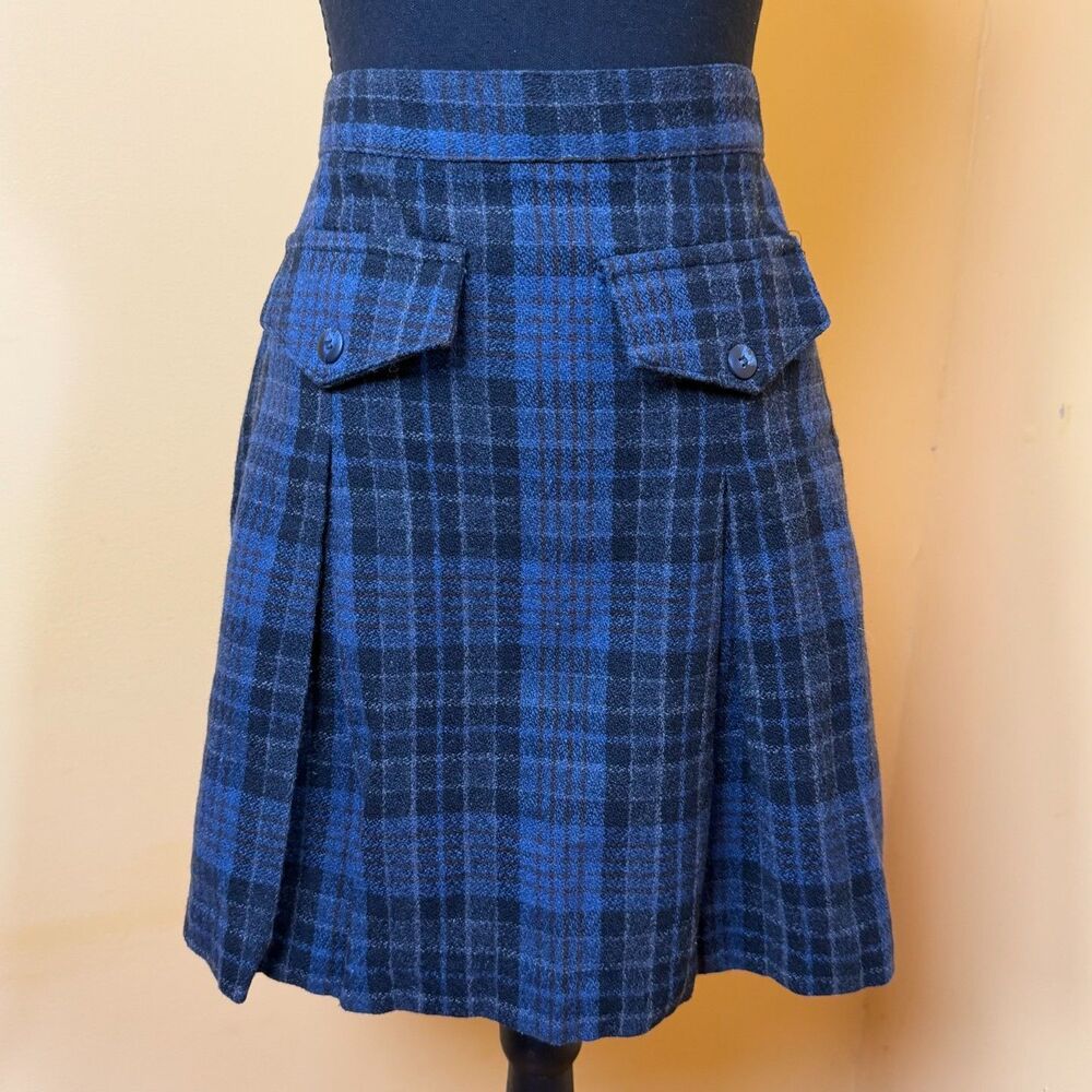 Vtg 90s Tracy Evans Plaid Mini Skirt Sz 9 Pleated Wool Blend Preppy Schoolgirl